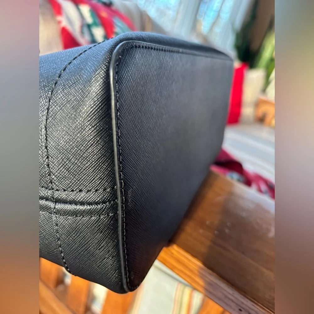 Michael Kors Black Leather Top-Zip Tote Bag - Picture 11 of 16